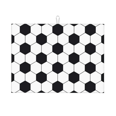 

Qekee Soccer Ball Print Dish Drying Mat Dishes Drainer Mat for Kitchen Counter Microfiber Absorbent Dish Draining Reusable Washable Draining Racks Extra Large 18 x24