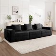 thumbnail image 3 of Newest Modular 3 Seat Boneless Sofa, Cloud Sectional Couch,Deep Seat, Modern Modular 3-Seat Sofa Couch,Throw Pillows Corduroy Fabric Black, 3 of 11