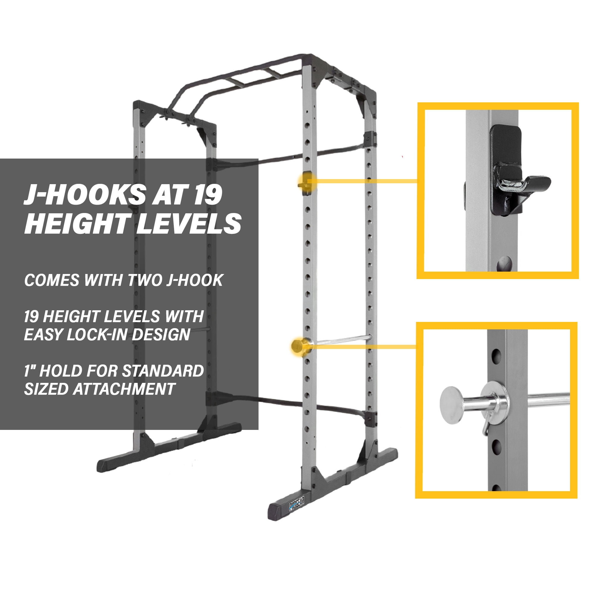 PROGEAR 310 Olympic Lat Pull Down and Low Row Cable Attachment for Progear 1600 Ultra Strength 800lb Weight Capacity Squat Stand Power Rack Cage with Lock-in J-Hooks