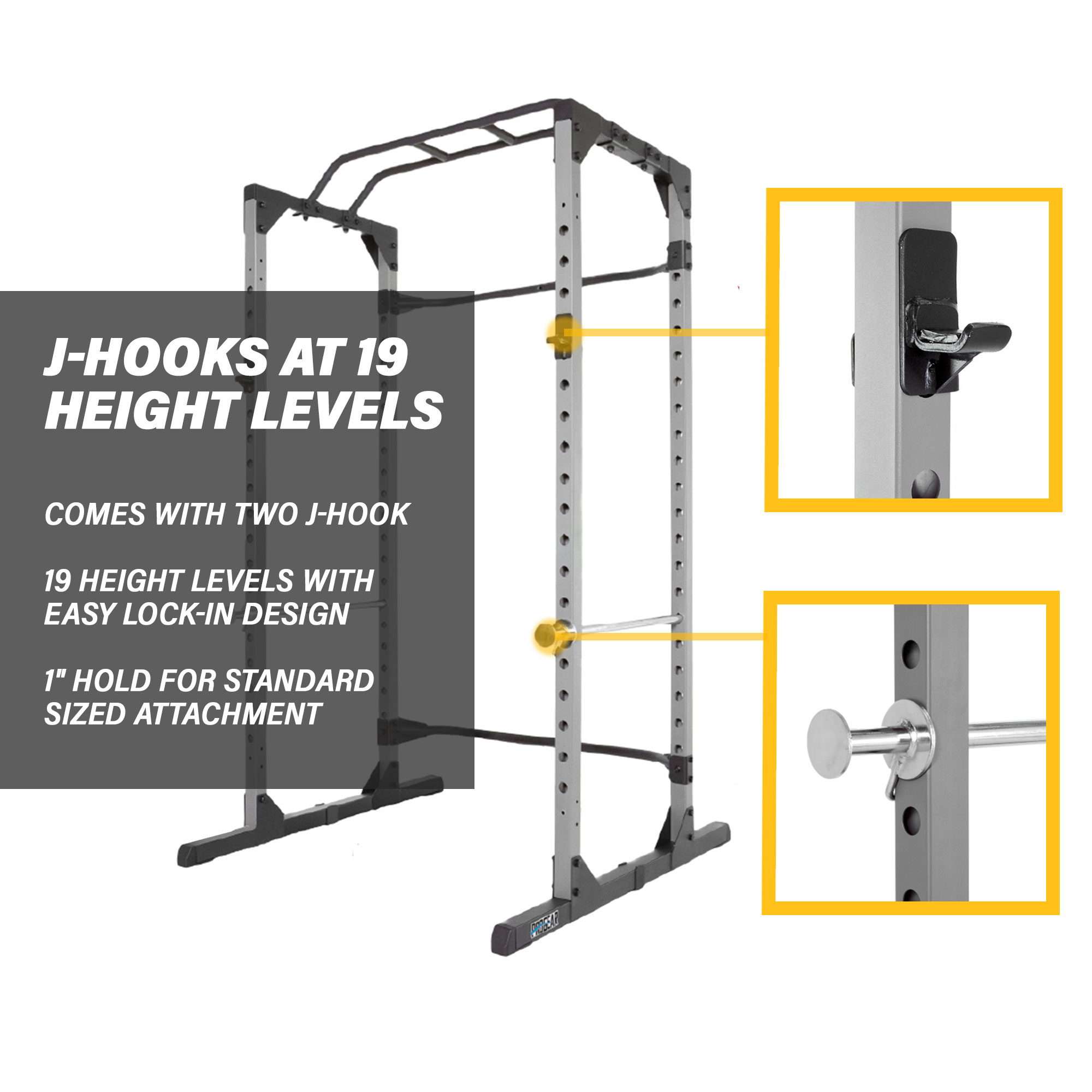 ProGear Squat Rack Power Cage with J-Hooks, Ultra Strength 800lb Weight Capacity, Optional Lat Pulldown Attachment - image 3 of 6
