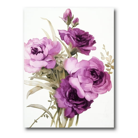 Designart ' Bouquet of Dark Pink Roses ' Traditional Canvas Wall Art Print