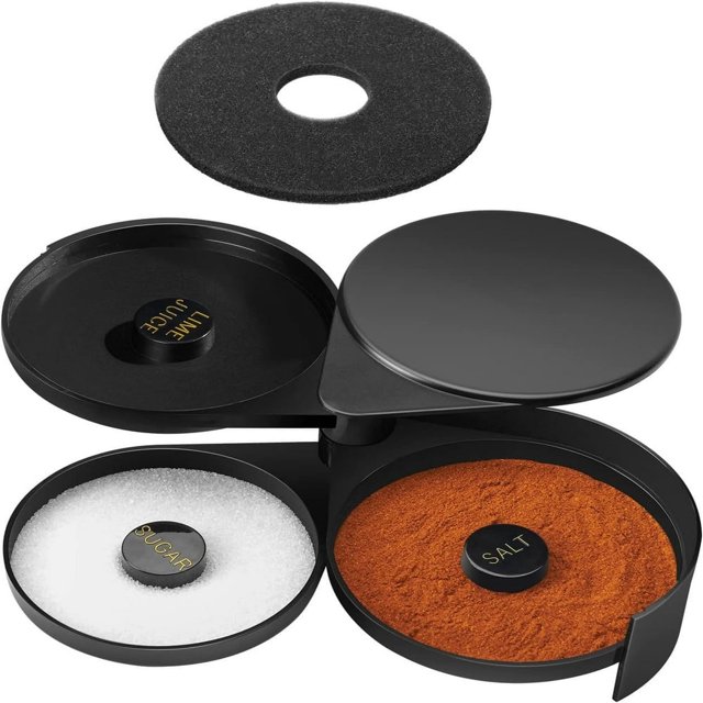 Dsseng Margarita Salt Rimmer Set Salt Rimmer with Sponges 3-Tier Glass Rimmer Margarita Salt Rimmer Dish for Cocktails Bar Salt and Sugar Rimmer for Drinks Bar Accessories for Bloody
