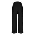 thumbnail image 4 of Htigea Linen Pants for Womens Elastic High Waisted Palazzo Pants Casual Wide Leg Long Lounge Pant Trousers with Pocket Black,L, 4 of 6