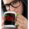 thumbnail image 2 of 3drose, Red Roses on Black, 15oz Two-tone Green Mug, 2 of 6