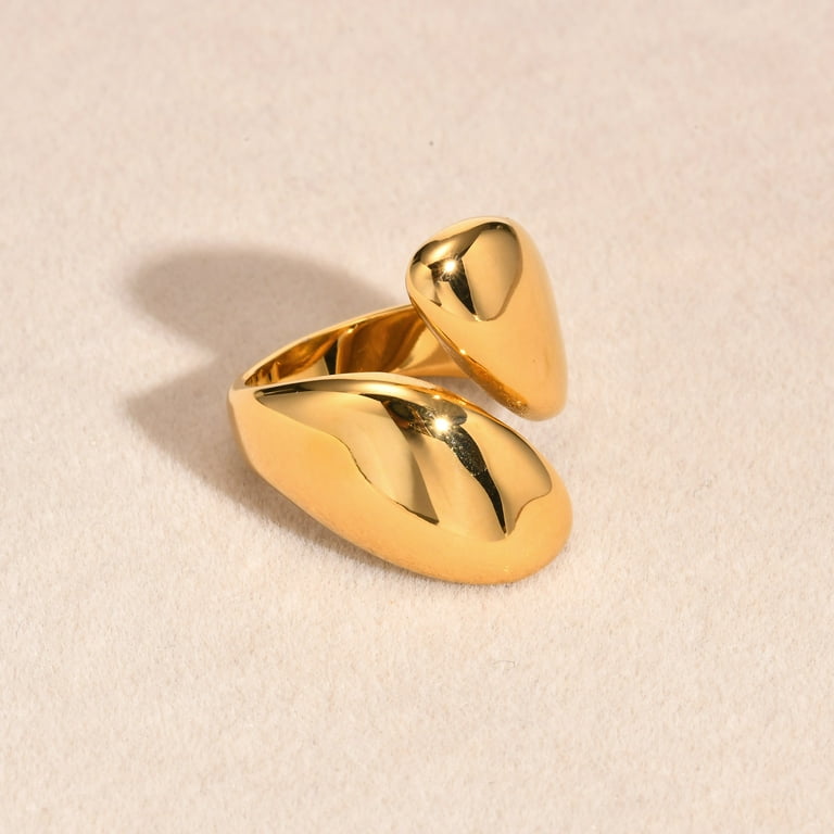 Womens Chunky Open Ring 18k Gold Plate No Tarnish Statement Rings