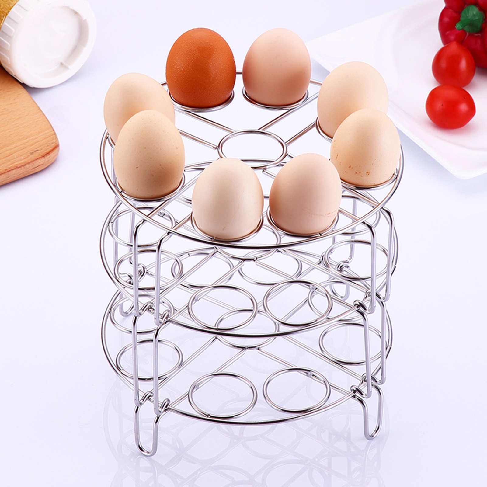 Joernso Stackable Egg Steamer Rack Space-saving Stainless Steel Instant Pot Egg Rack for Home