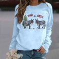 thumbnail image 2 of Sweatshirts for Women Winter Christmas Donkey Graphic Print Pullover Tops Regular Long Sleeve Crew Neck Casual Cozy Soft Loose Fall Womens Sweatshirts ZD Light Blue L, 2 of 7