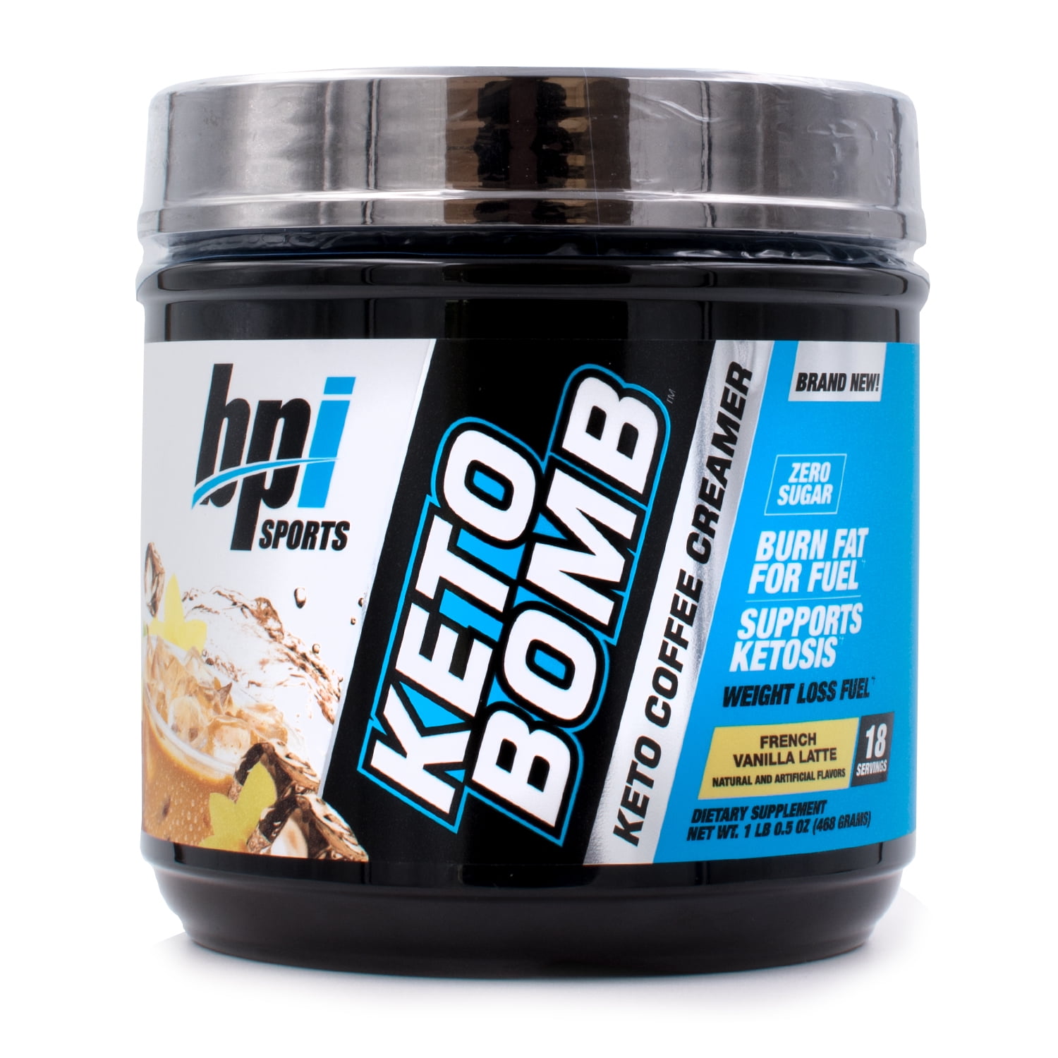 BPI Sports Health Keto Bomb Ketogenic French Vanilla Latte, 18 Servings (Pack of 2)