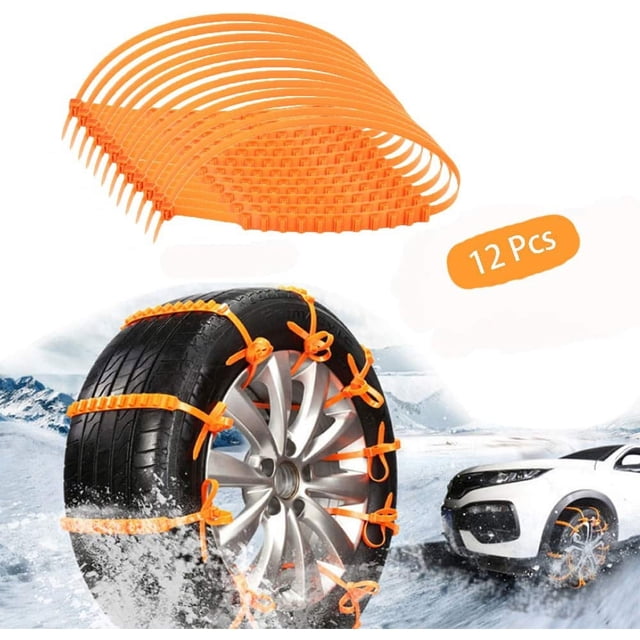 Lote de 12 cadenas de nieve antidérapantes universales para automóvil