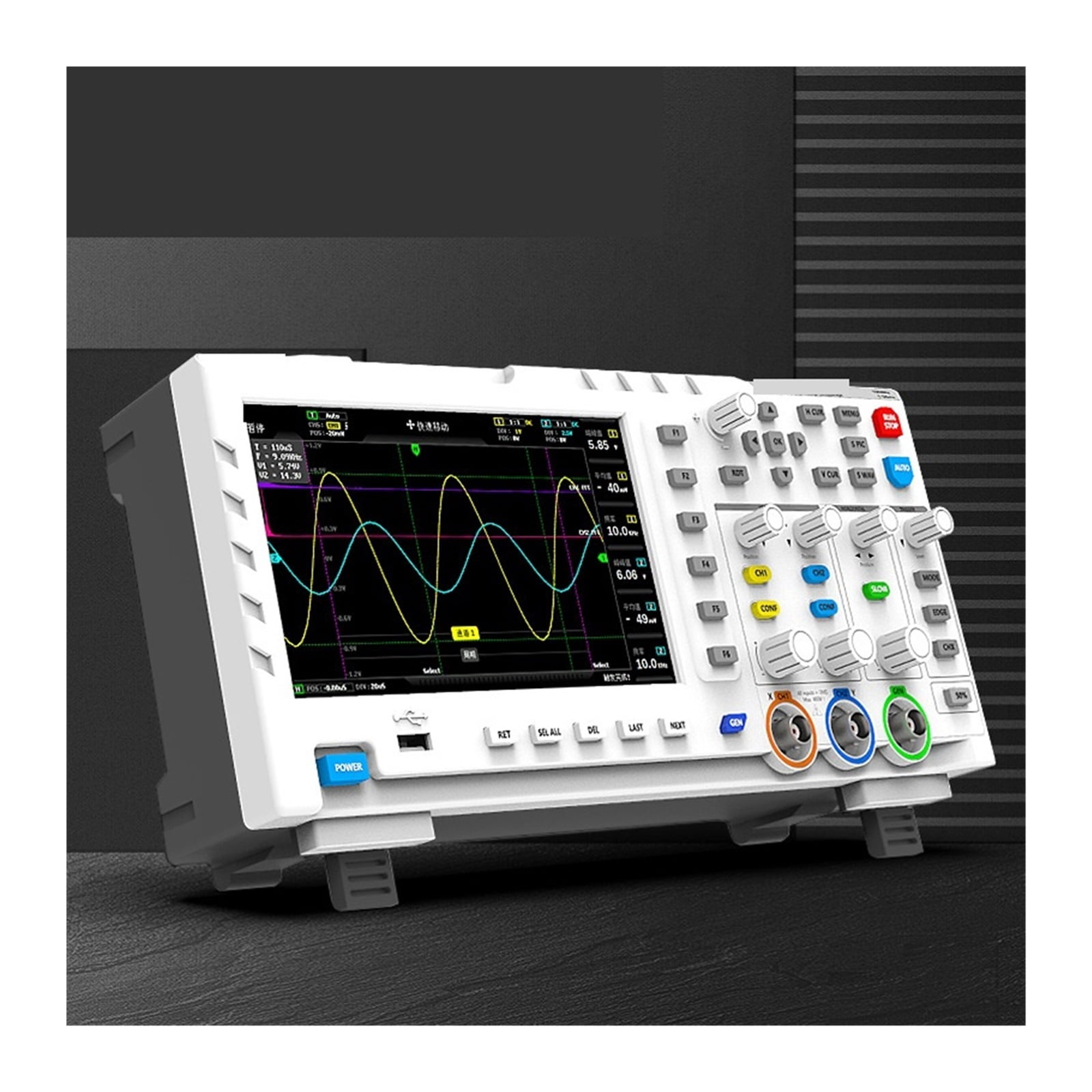 1014D Desktop Oscilloscope 100MHZ*2 1GS/s 2 In 1 Dual Channel Digital Oscilloscope 10MHZ Signal Generator ,Professional Designed