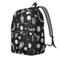 thumbnail image 2 of Astronaut and Moon Black Pattern Backpack for School, Cute School Bag with Adjustable Shoulder Straps and Padded Back, 15.7"x11.8"x5.5", 2 of 5