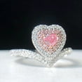thumbnail image 3 of QueenLine 0.263ct Heart Shape Pink Diamonds Solid 18K Gold Female's Diamonds Wedding Engagement Rings, 3 of 6