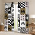 thumbnail image 2 of Feelyou Speed Sport Motorcycle Black Out Curtains, Check Plaid Patchwork Curtains Pack of 2 (42x63 Each), Teens Kids Boys Girls Bedroom Curtains, Window Curtains Bedroom Decor, 2 of 6