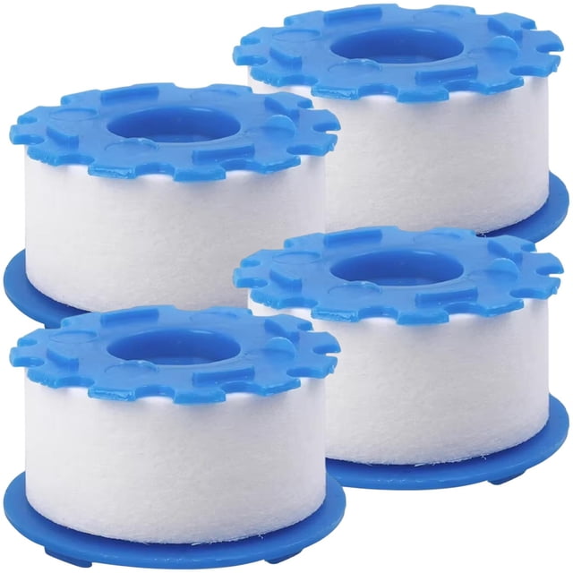 Elemento Filtrante con Cubierta StreamCleanRefill 4Pzas Repuesto Filtro de Agua con Tapa Algodón Micrón PP Blanco/Azul.
