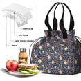 thumbnail image 4 of Pioneer Flower Floral Print Pattern Drawstring Lunch Bag Women - Drawstring Lunch Bag Insulated for Work Office - Stain-Resistant Large Lunchbags for Women with Multi-Pockets, 4 of 6