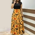 thumbnail image 1 of LOVZFMLL Robe Longue d'Halloween pour Femme, Ample, à Manches Courtes, Col Rond, Jaune, P, 1 of 5