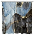thumbnail image 3 of HVEST Abstract Blue Marble Shower Curtain Decor,Modern Minimalist Black and Gold Marble Texture Shower Curtains for Bathroom 72X78 inch Polyester Fabric Bathroom Decoration Bath Curtains Hooks Include, 3 of 6