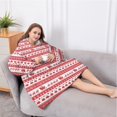 thumbnail image 5 of Oversized Wearable Blanket Hoodie,Red Christmas Pattern Sherpa Blanket Hoodie with Super Pockets,Super Warm Fuzzy Pullover for Women & Men, 5 of 6