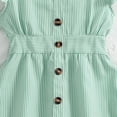 thumbnail image 5 of LLYwey Girls Dresses, Baby Girls Denim Dresses Toddler Sleeveless Casual Party Jeans Dresses Button up Collared A-Line Knee Length Sundress, By-15, Green, 10T, 5 of 7