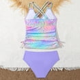 thumbnail image 4 of UngA Girl's Two Piece Tankini Swimsuits Ruched Drawstring Bathing Suit for Girls Swimwear (Black,10-11 Years), 4 of 4