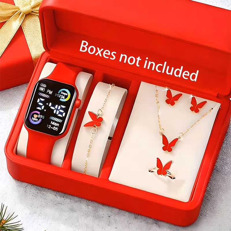 thumbnail image 1 of 6pcs Teenage Men Women Styles Sports Fashion Party Decoration Electronic and Butterfly Necklace Bracelet Ring Earring Set, 1 of 4