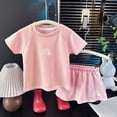 thumbnail image 2 of Ulanda Toddler Baby Boy Girl Summer Outfit Short Sleeve Rainbow T-Shirt Top Solid Color Shorts 2PCS Cute Clothes (Pink, 2-3 Years), 2 of 4