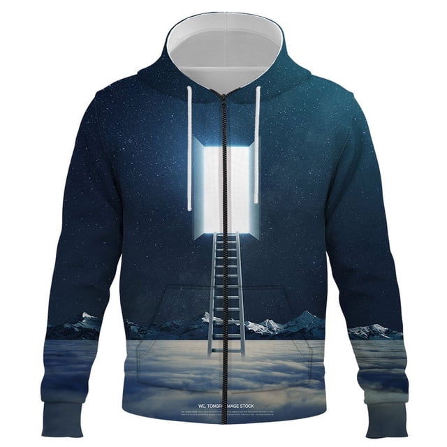 Hot Selling Zipper Hoodies Creative Sky 3D Printing Hooded Jacket Men's Women's Pullover Pattern Spring And Autumn Jacket Men