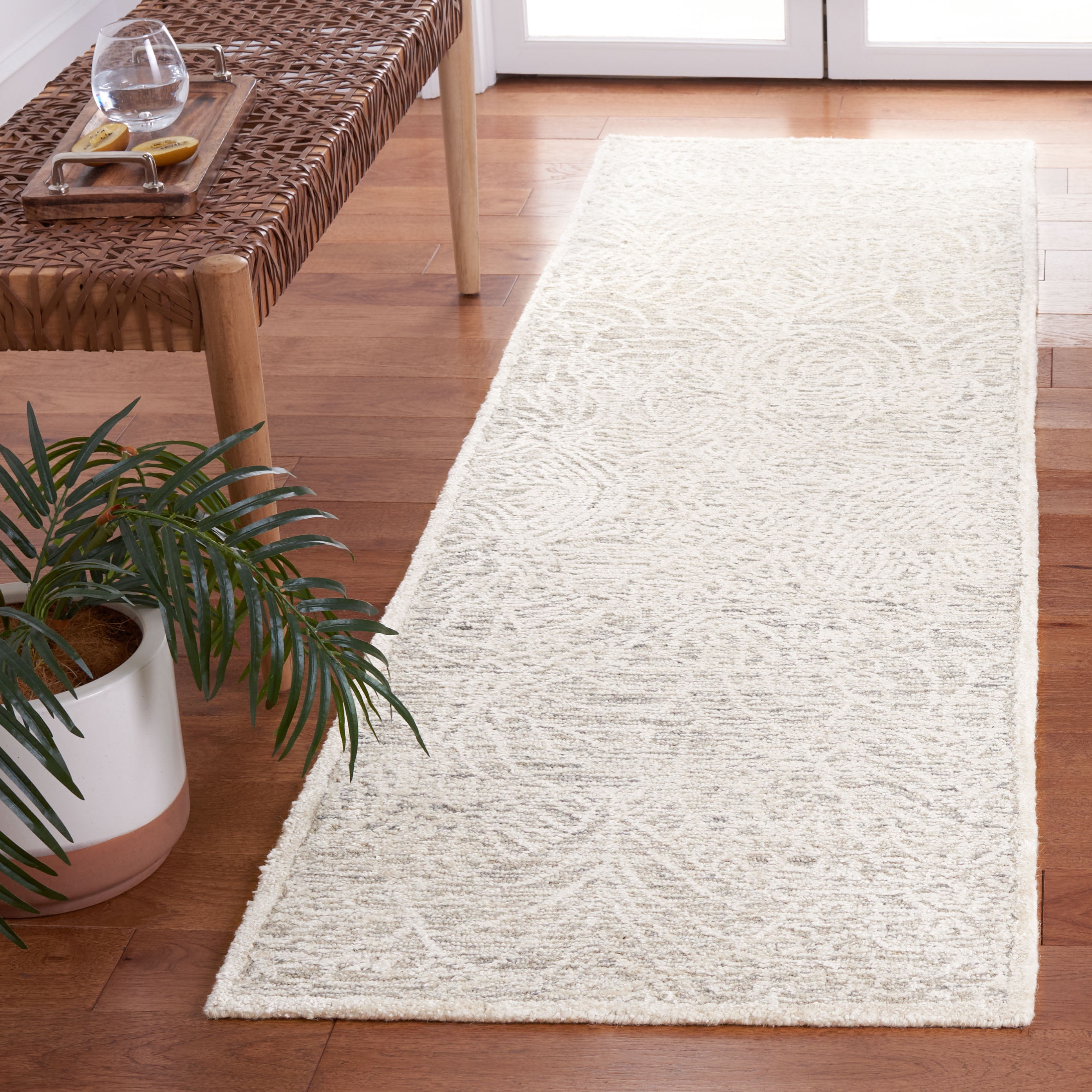 SAFAVIEH Precious Fabiana Geometric Runner Rug, Grey/Ivory, 2'3" x 8'