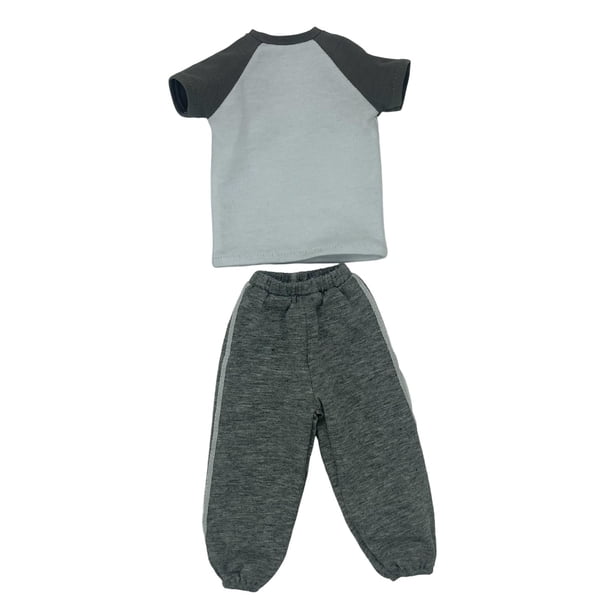 Traje de camiseta de manga corta a escala 1:6, disfraz de tela realista, ropa en miniatura para 12" gris
