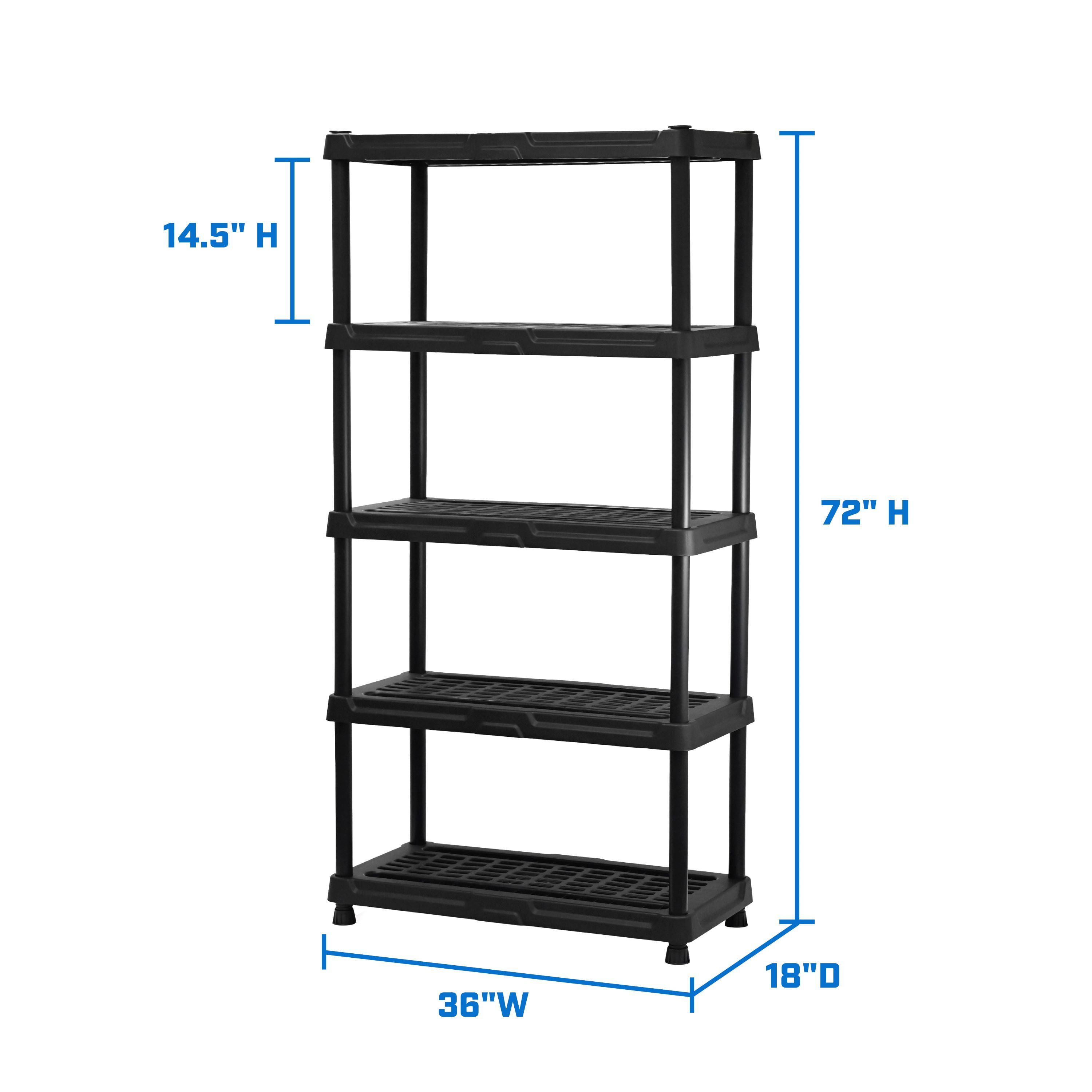5 Tier 18" x 36" x 72" Hart Ventilated Resin Shelving: 750lb capacity