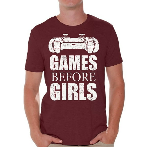 Anti Valentine Shirt for Men Games Before Girls Men's Tee Funny Valentines Day Gifts for Singles Graphic Novelty Shirt