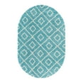 thumbnail image 3 of Unique Loom Trellis Shag Collection Area Rug - Ruth (5' 3" x 8' Oval Aqua/Ivory), 3 of 10