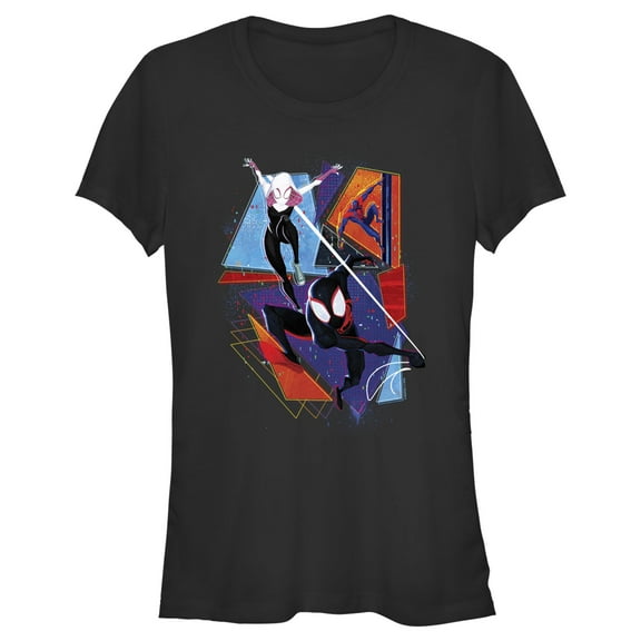 Junior's Spider-Man: Across the Spider-Verse Group Colorful Poster  Graphic Tee Black X Large