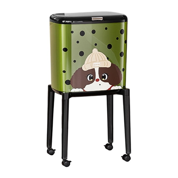 Cubo de basura con ruedas Cubo de basura estrecho Gran capacidad Cesto de basura moderno Alto Cachorro verde