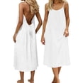 thumbnail image 3 of Women's Lightweight Summer Sleeveless Backless Casual Dress Relaxed Fit Flowy Maxi,White,M, 3 of 6