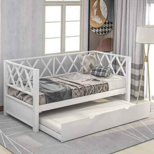 Churanty Wood Daybed With A Trundle, Wood Twin Trundle Bed Daybed