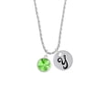 thumbnail image 2 of Delight Jewelry 12mm Crystal Rivoli - Lime Green Silvertone Script Initial Disc - Y - Charm Necklace, 20"+3", 2 of 4