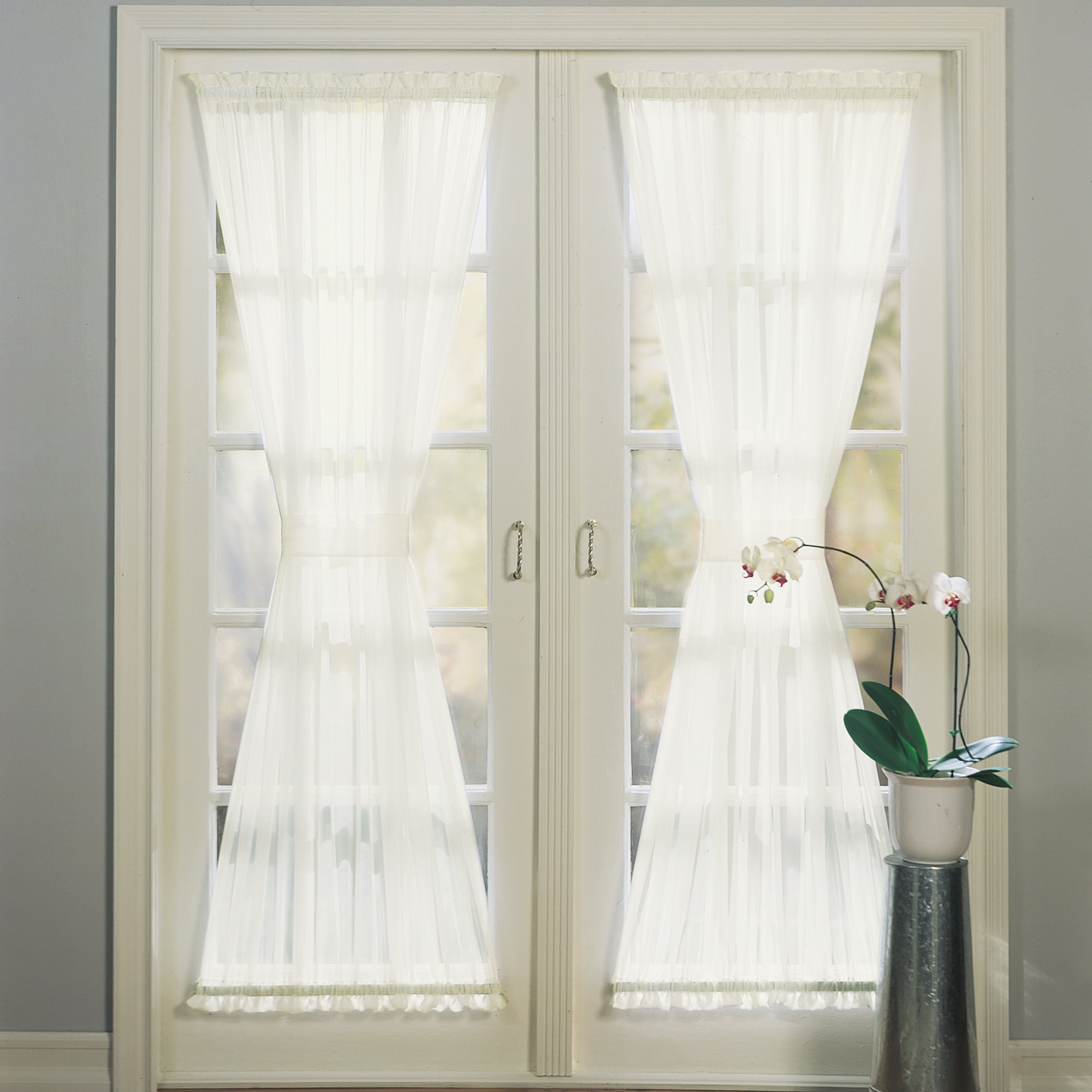 1 Panel Rod Pocket Window Voile Sheer Curtain Valance for Sliding Glass Door 