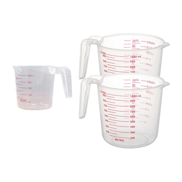 tazas medidoras de líquidos de 1000 ml y 250 ml, accesorio para hornear, herramienta de cocina, vaso medidor volumétrico de PVC con escala.