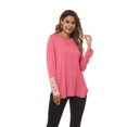 thumbnail image 4 of Woman Crew neck long sleeve stitching lace Top, 4 of 7