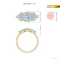 thumbnail image 4 of ANGARA Natural Floating Three Stone Aquamarine Ring with Diamond Halo in 14K Yellow Gold for Women (Size-6mm) | March Birthstone, Anniversary, Jewelry Gift for Women | Natural Aquamarine Ring, 4 of 9