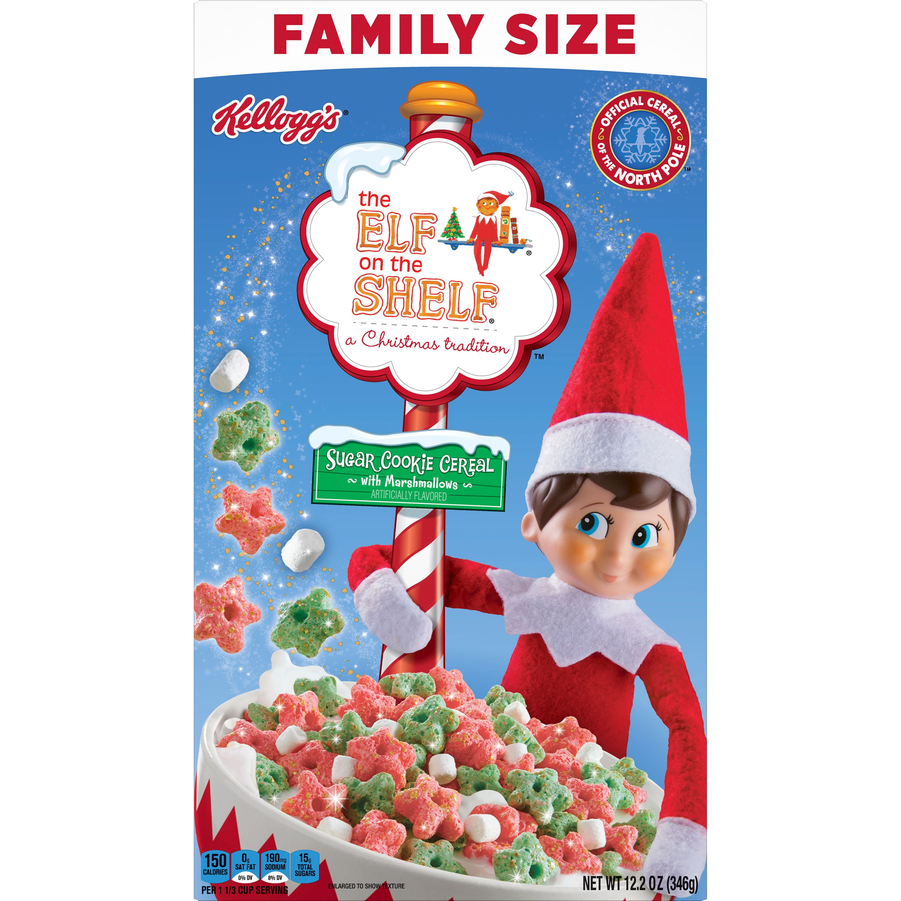 Kellogg S The Elf On The Shelf Breakfast Cereal Sugar Cookie With Marshmallows Family Size 12 2 Oz Walmart Com Walmart Com