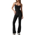 thumbnail image 3 of Flare Jumpsuits for Women Spaghetti Straps Scoop Neck Bodycon Full Length Casual Playsuit, 3 of 7