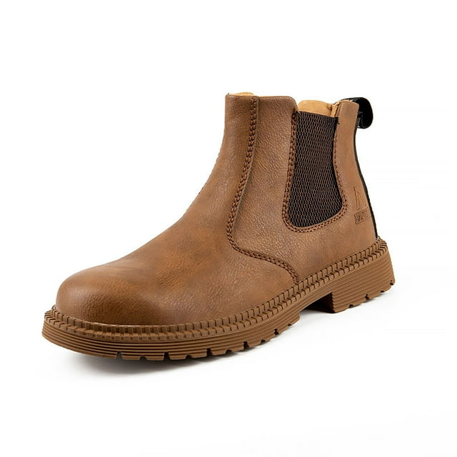 All Seasons Men's Ankle Boots Fashion Leather Thick Soled Labor Protective Work Shoes for Comfortable Footwear