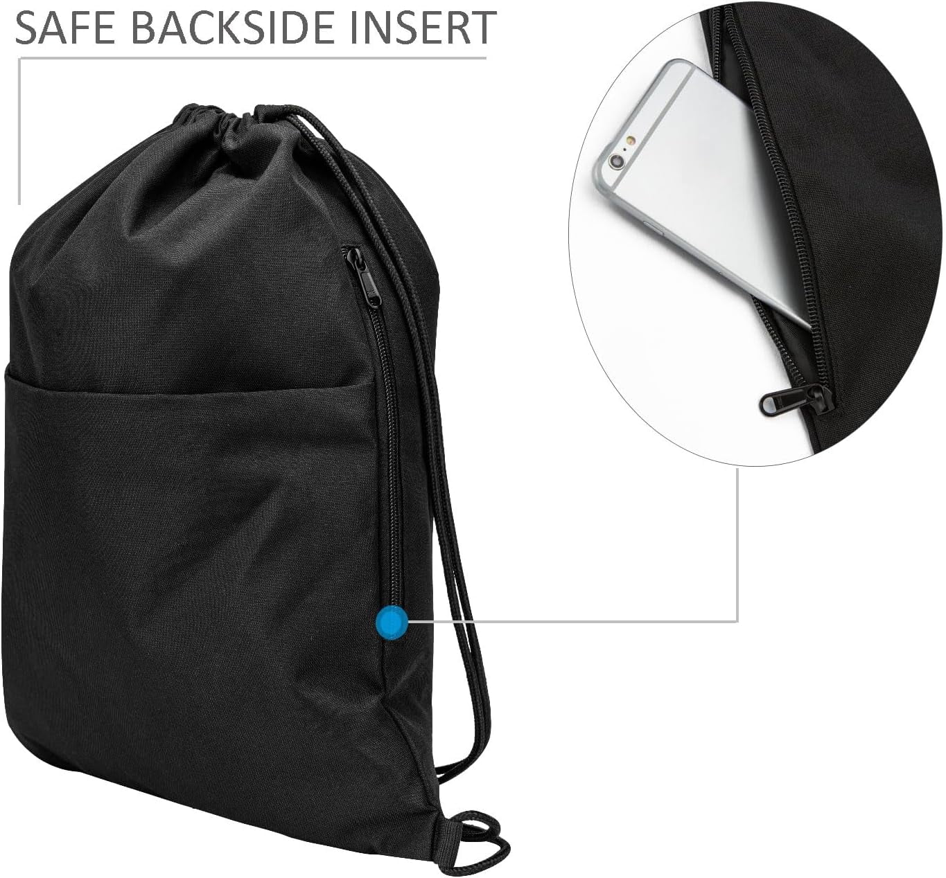 ZDWQFA, Drawstring Backpack, 18x15 inches, Water Resistant Sports