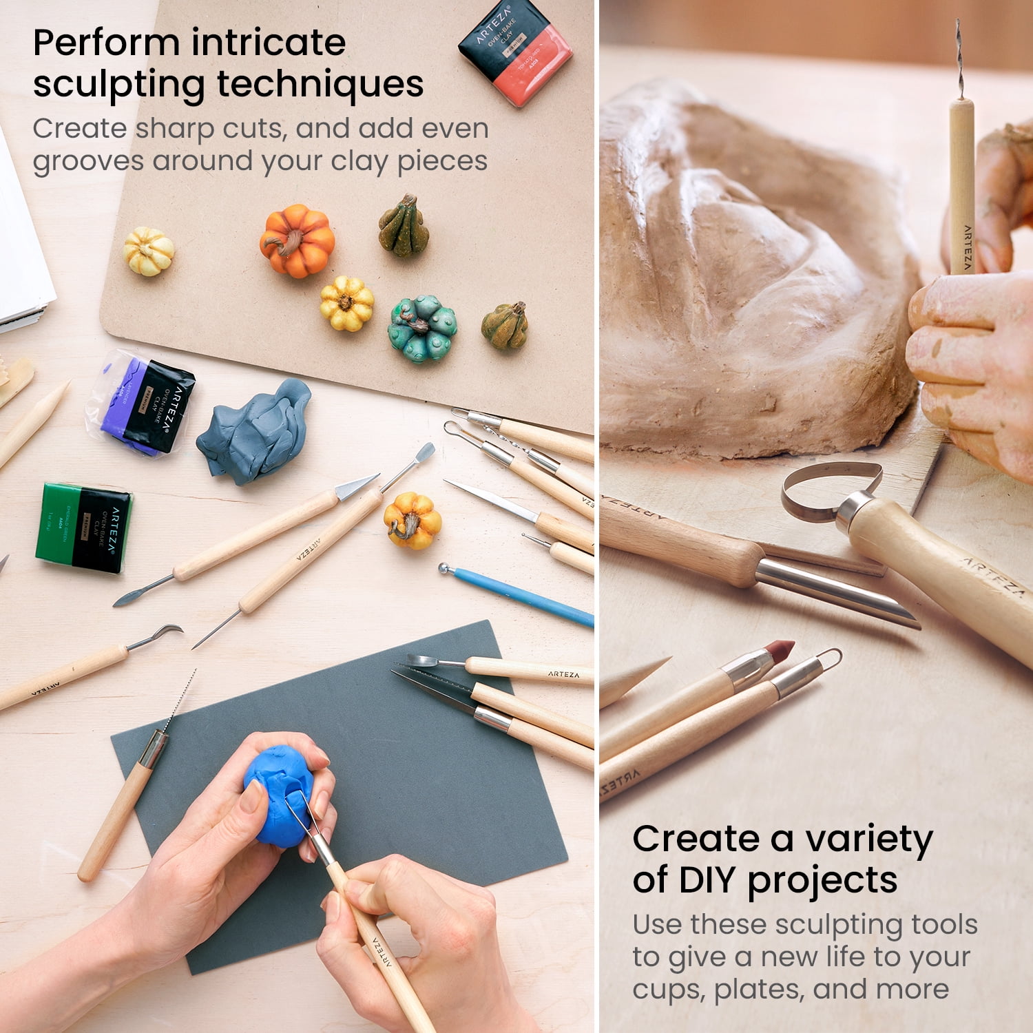 Arteza Pottery and Clay Sculpting Tools Art Supply Set, Set of 42