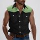 thumbnail image 4 of Camisas de Cuello para Hombres Moda Casual Patchwork Turndown Bolsillos sin Mangas Tanque Deportivo, Poliéster, 4 of 5