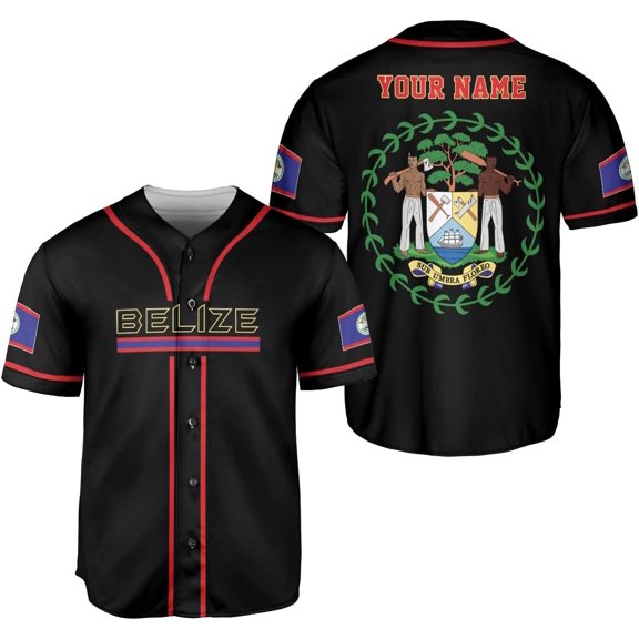 Personalized Belize Baseball Jersey Camisa Shirt, Belizean Flag Jersey, Belizean Pride Jersey for Men and Women (S)