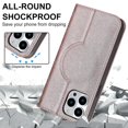thumbnail image 3 of Magnetic Close Theft Protection Case For Iphone 14 Pro, Fit Maganetic Charging, Pu Leather + Tpu Material, Wallet Design, Card Slots, 3 of 5