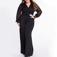 thumbnail image 2 of IROINNID Long Sleeve V-Neck Jumpsuit For Women Full-Length Wide Leg Jumpsuits Pant Romper Mesh Blouse Loose Jumpsuit, 2 of 8
